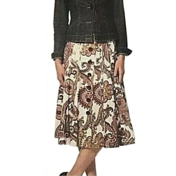 NWOT CAbi Paisley A-Line Button Front Skirt Sz 2 - Picture 2 of 6